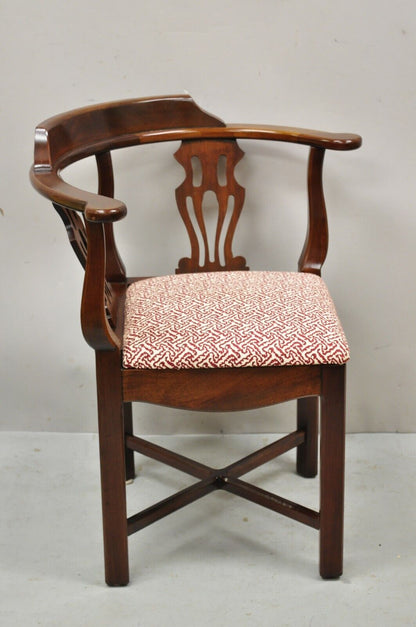 Statesville Ross Vintage Mahogany Georgian Chippendale Style Corner Chair