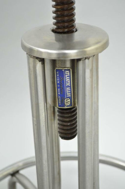 Vintage Stainless Steel American Industrial Modern Steampunk Adjustable Stool