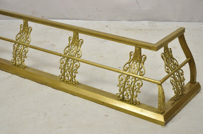 Antique 58" Victorian Brass Scroll Accented Fireplace Hearth Fender Surround