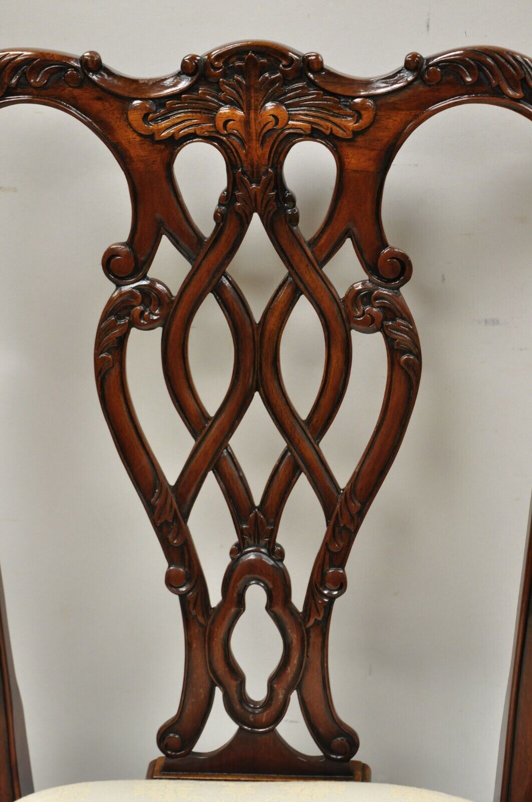 English Chippendale Style Carved Mahogany Ball & Claw Dining Chairs - Set of 8