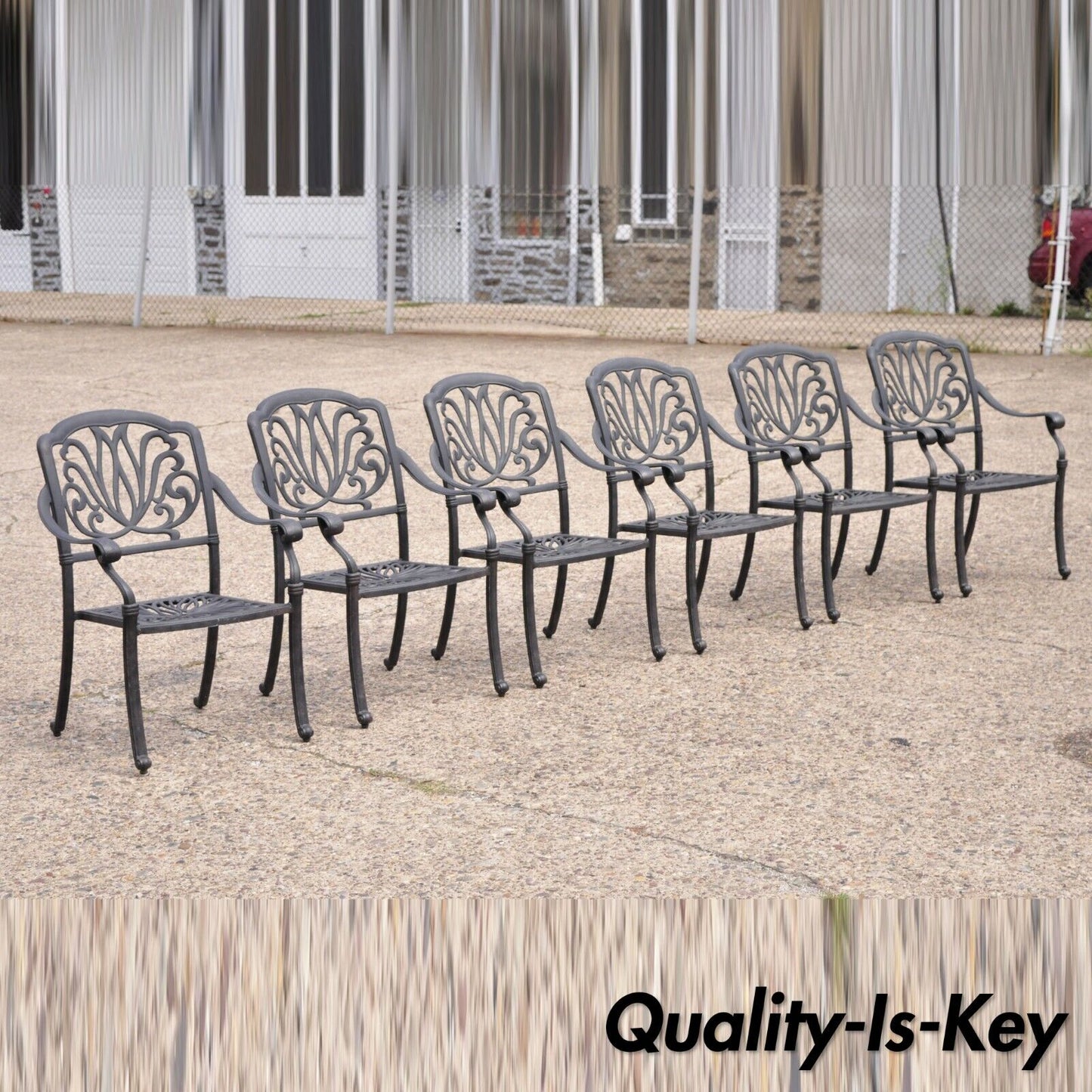 KB Patio Elizabeth Collection Aluminum Garden Patio Dining Arm Chairs - Set of 6