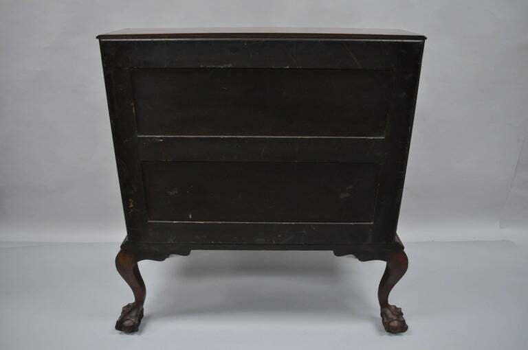 19th C Chippendale Style Mahogany Block Front Shell Carved Secretary Desk Lowboy