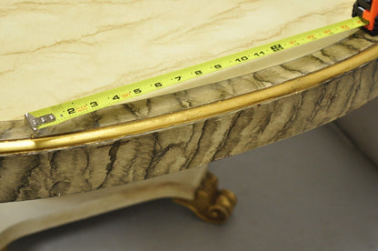 Italian Regency Cream & Gold Gilt Lacquered Urn Pedestal Dining Table - 3 Leaves