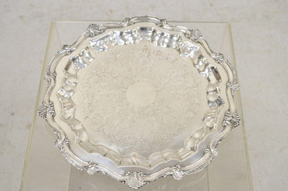 WNS Blackinton Chippendale 1457 Silver Plated Round Scalloped Platter Tray