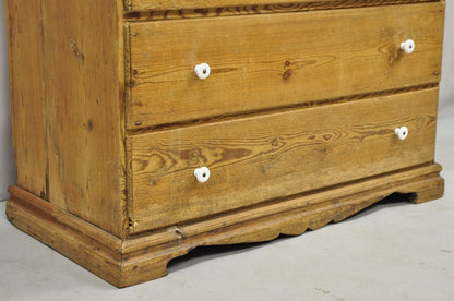 Antique 5 Drawer French Country Farmhouse Primitive Pine Dresser Chest of Drawer