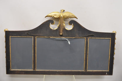 Antique American Federal Gilt Carved Overmantle Triple Mirror with Gold Eagle