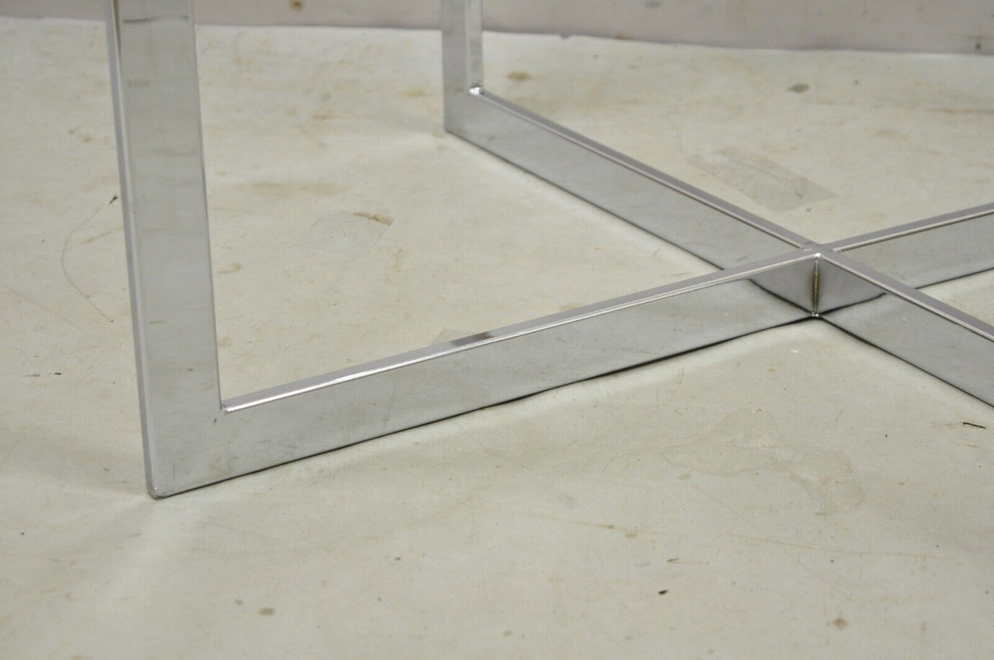 Mid Century Modern Chrome X-Base Metal Frame Dining Table Pedestal Base