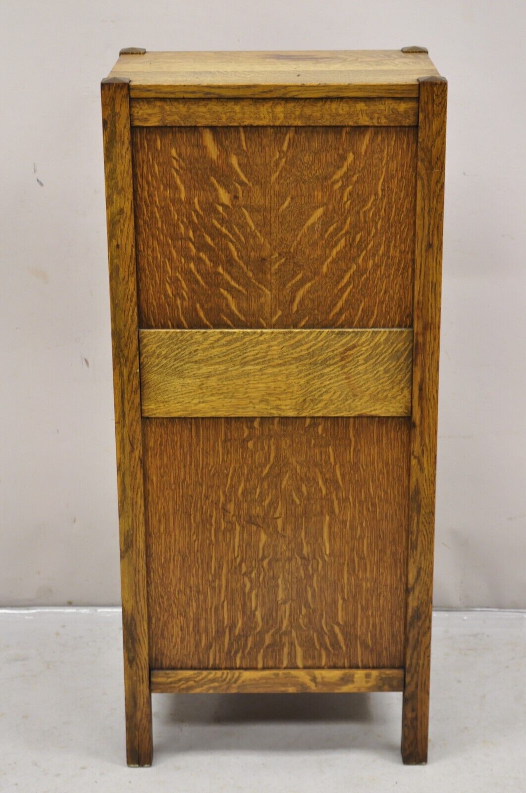 Antique Arts & Crafts Quartersawn Tiger Oak Bar Liquor Cabinet with Drawer