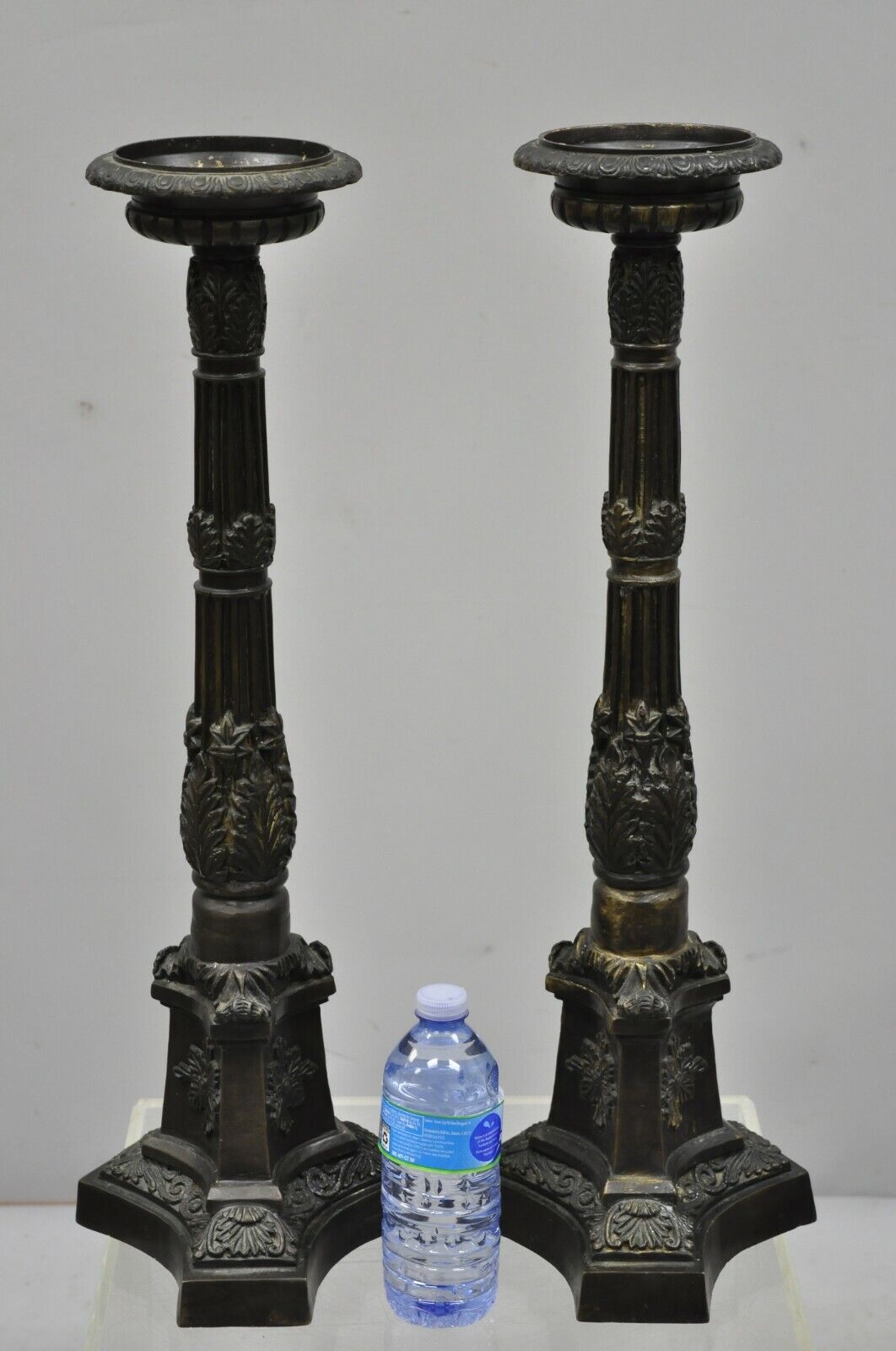 Pair of 26" Brass French Empire Style Candlestick Prickets Candle Holder