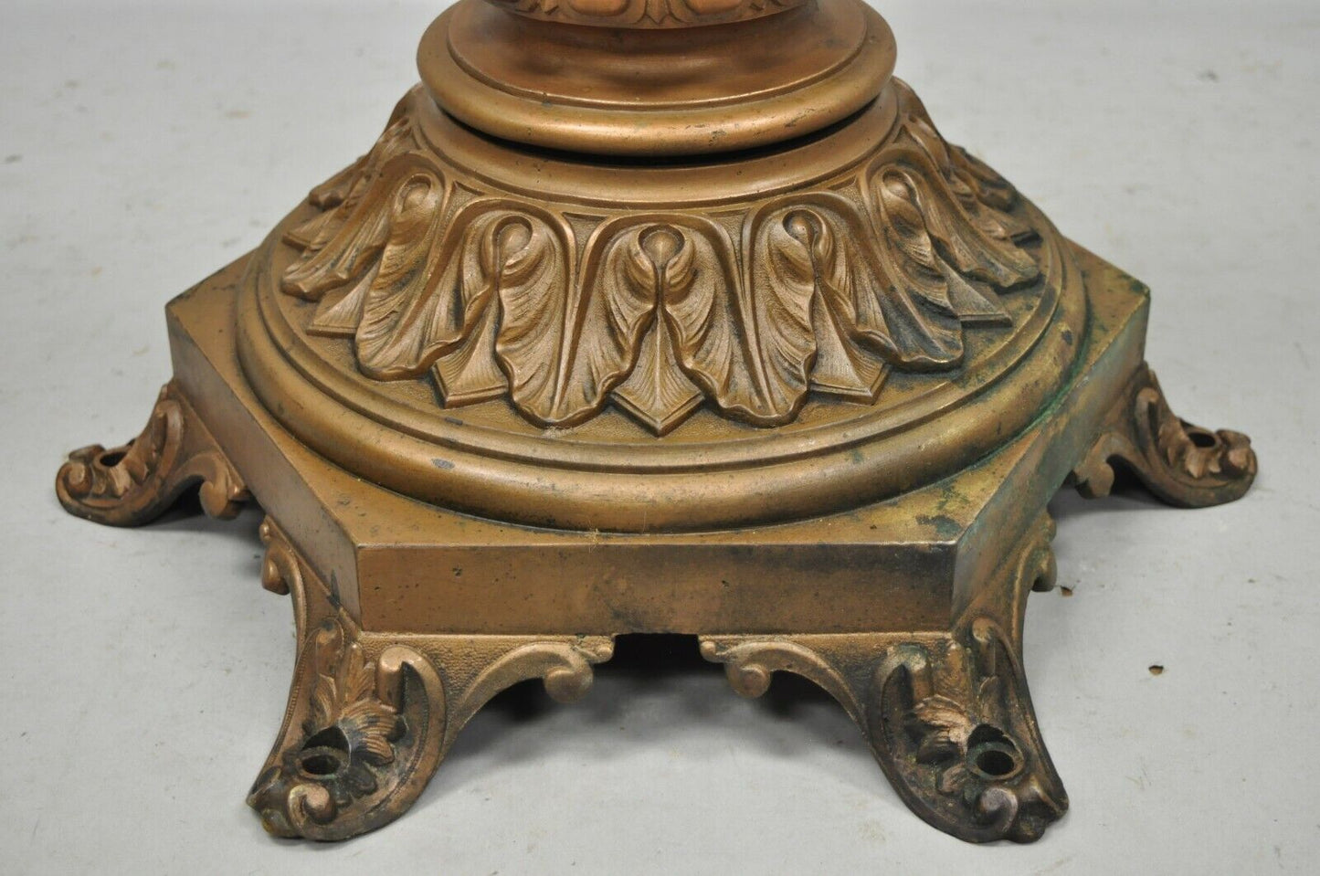 Antique French Victorian Cast Bronze Empire Style 23" Pedestal Table Base