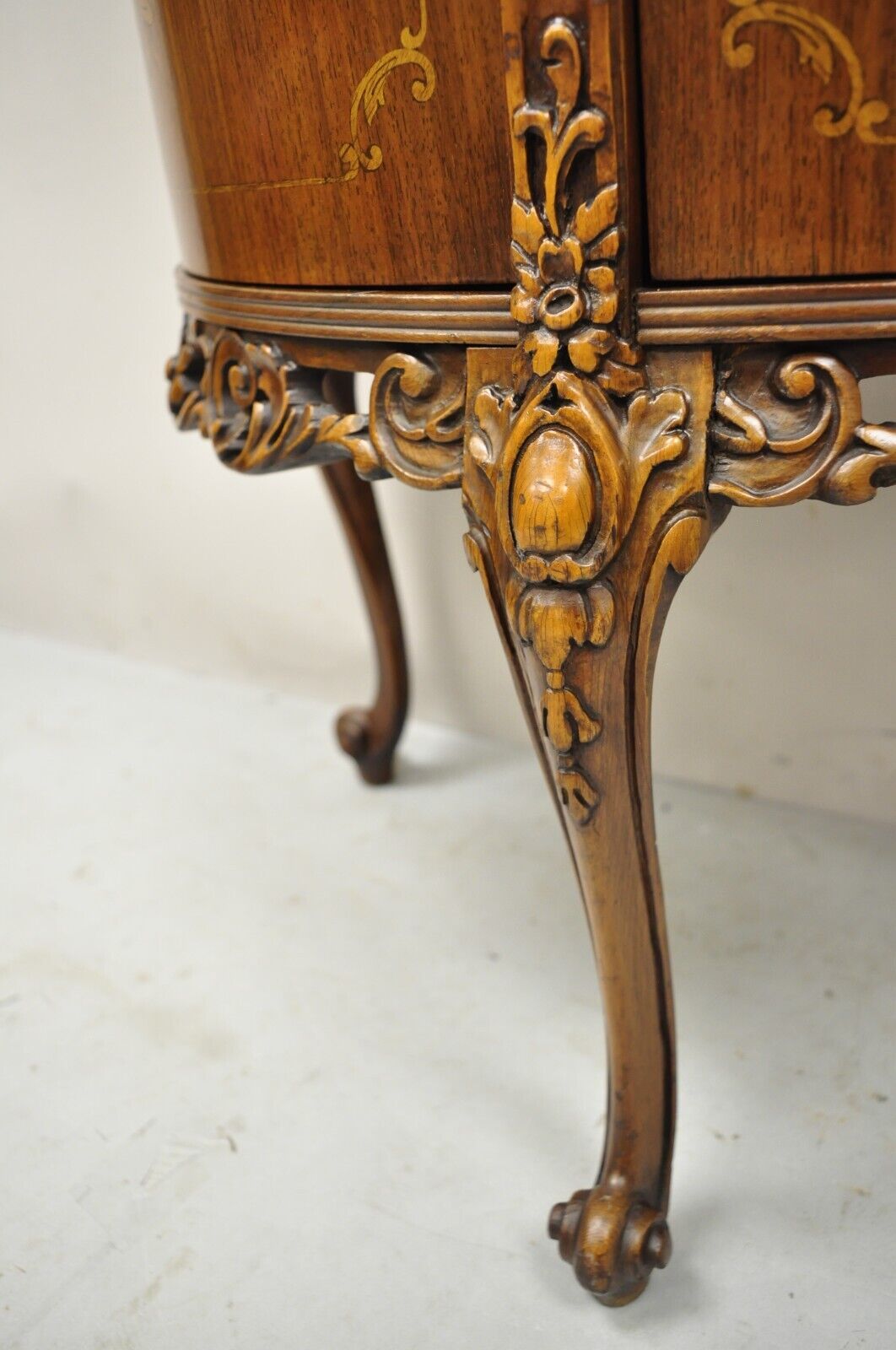 Vintage French Louis XV Style Half Round Demilune 2 Door Cabinet Side Table