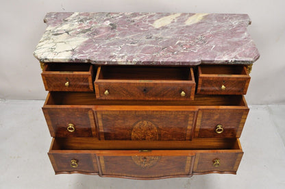 Antique French Louis XV Style Purple Marble Bronze Ormolu Dresser Commode Chest