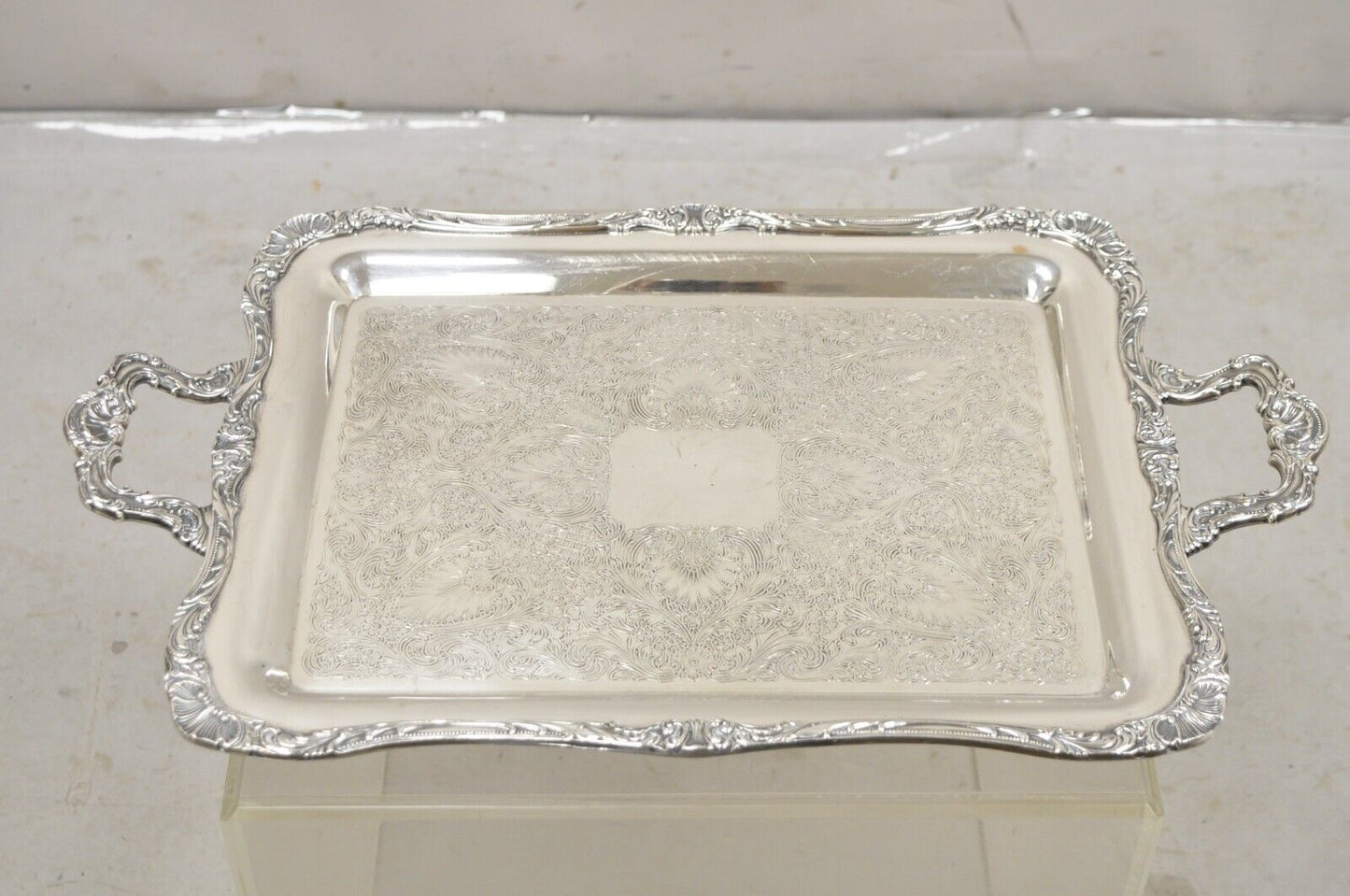 Vintage WM Rogers 290 Silver Plated Ornate Victorian Style Serving Platter Tray