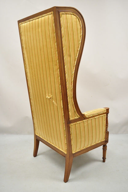 Vintage High Back French Hollywood Regency Stately Throne Lounge Arm Chair