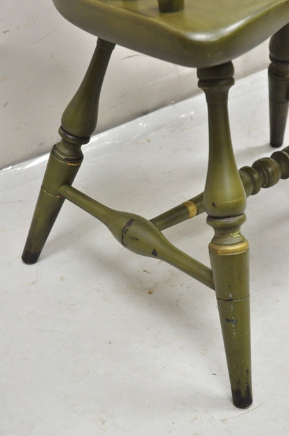 Vintage Ethan Allen Green Chancellor's Chair Stencil Painted Hitchcock Style