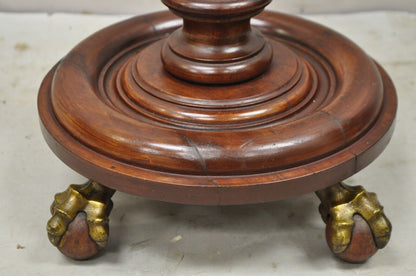 Antique Empire Victorian Walnut Barley Twist Spiral Carved Pedestal Stand