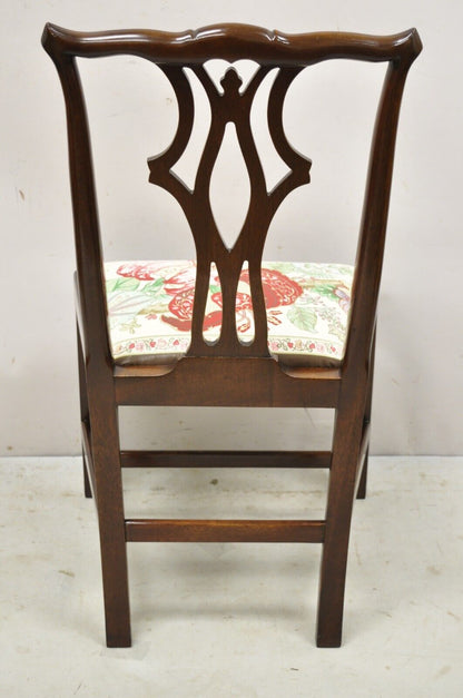Vintage Chippendale Georgian Style Solid Mahogany Dining Side Chairs - Set of 4