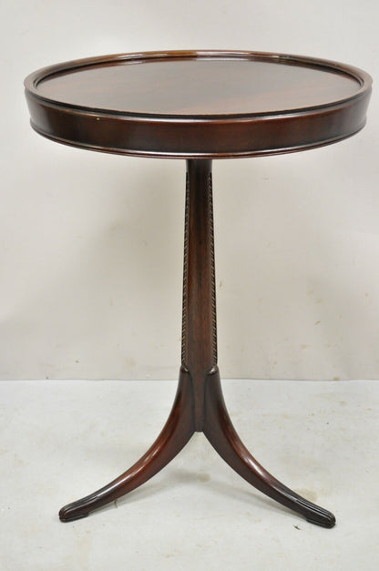 Antique French Art Deco Carved Tripod Base Mahogany Side Table