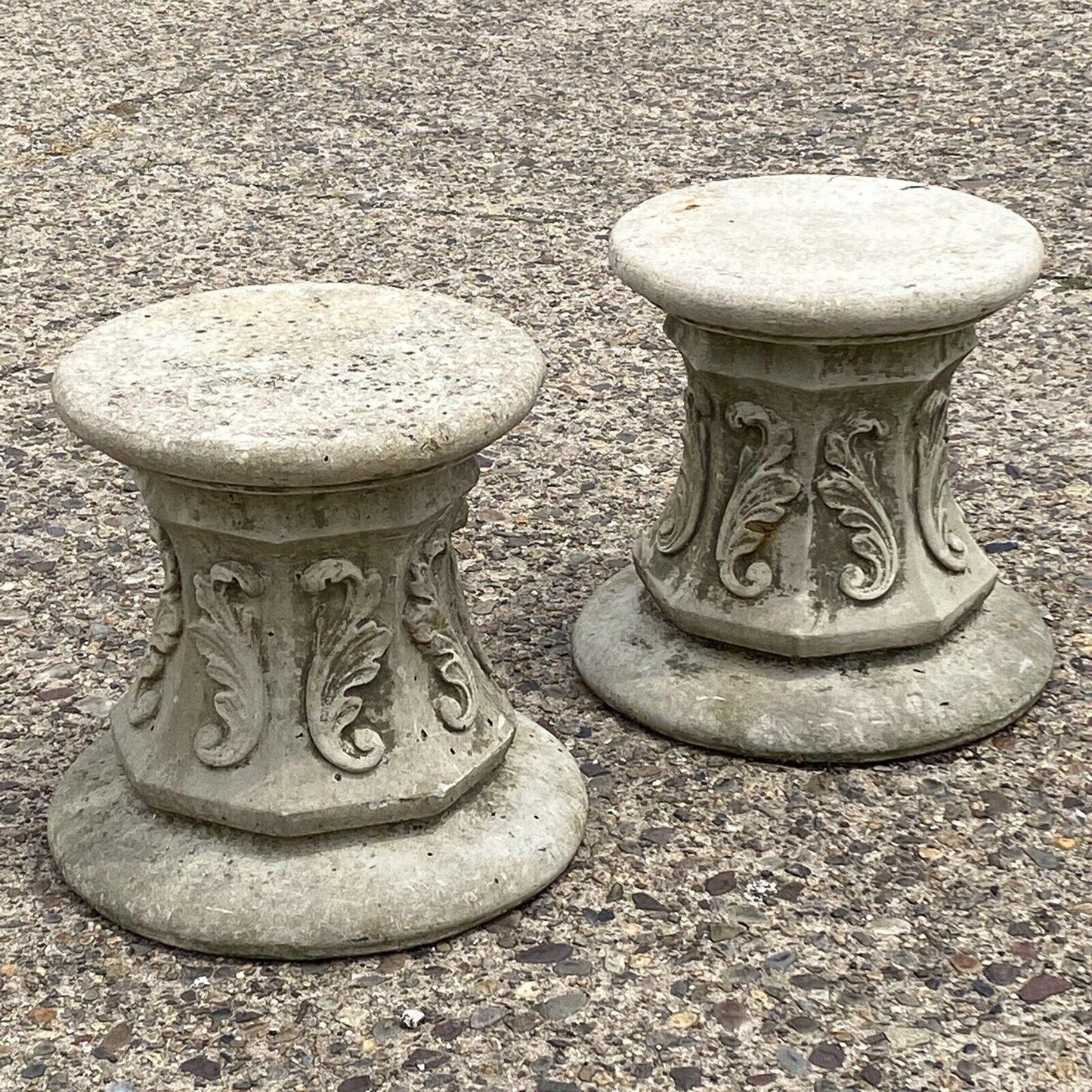 Italian Classical French Regency Style 16" Cement Outdoor Garden Pedestal - Pair