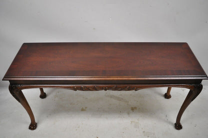 Lane Chinese Chippendale Georgian Mahogany Ball & Claw Console Sofa Hall Table