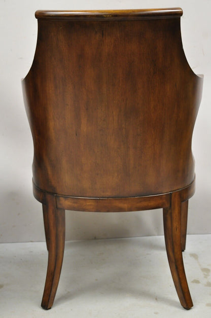 English Regency Empire Style Wood Barrel Back Side Chairs - a Pair