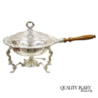 Vintage Victorian Style Ornate Silver Plated Chafing Dish Food Warmer w/ Burner