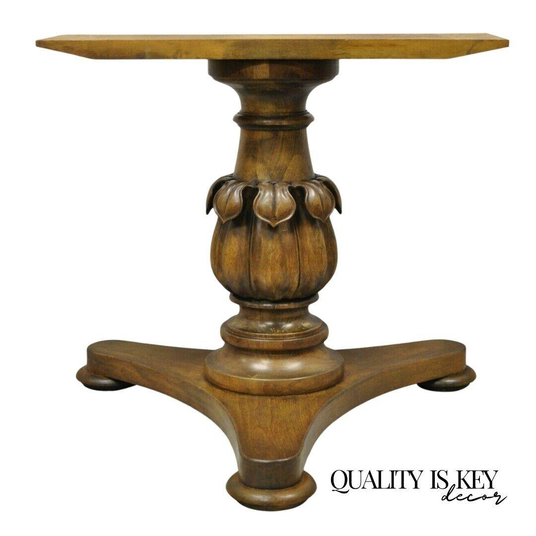 Vintage Carved Walnut Italian Regency Leaf Pineapple Pedestal Table Base (B)