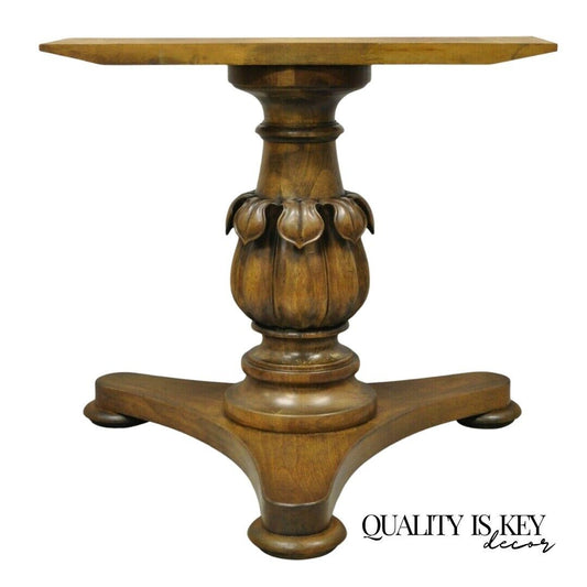 Vintage Carved Walnut Italian Regency Leaf Pineapple Pedestal Table Base (B)