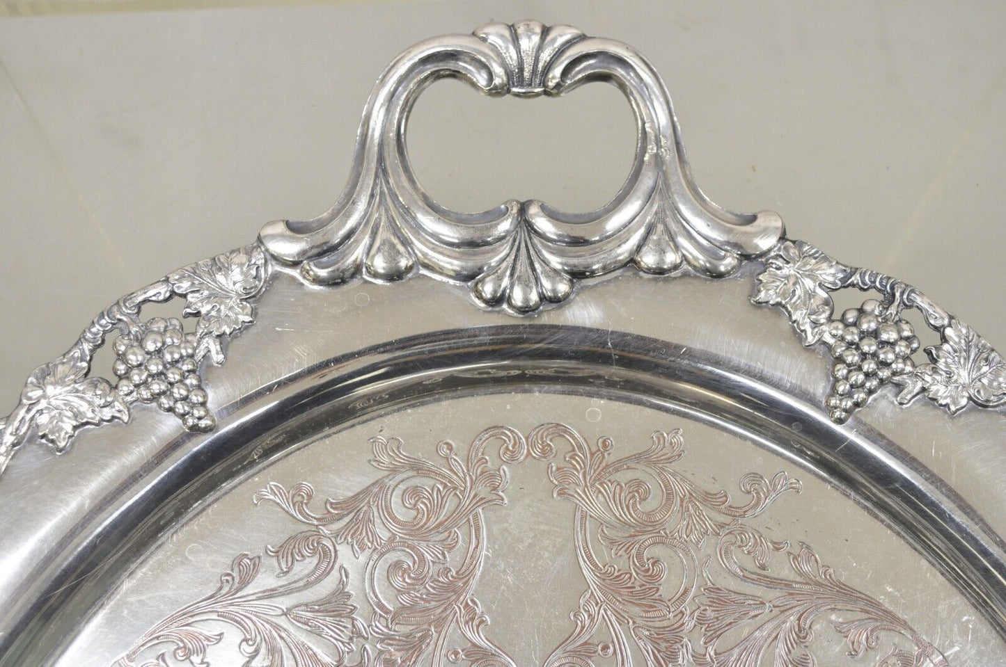 Vintage English Victorian Silver Plated Twin Handle 28" Serving Platter Tray