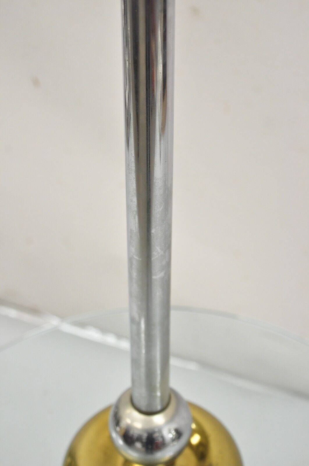 Mid Century Modern Space Age Atomic Era Chrome Brass Glass Side Table Floor Lamp