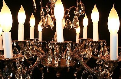 d05 Vintage 12 Light French style Brass Crystal Chandelier light Fixture