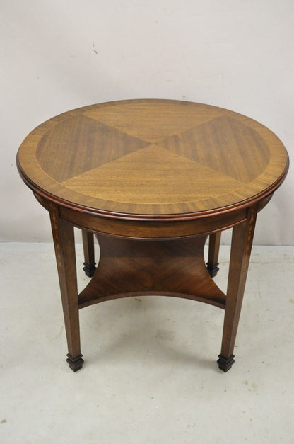 Antique Mahogany Edwardian Bellflower Inlay Round Center Table