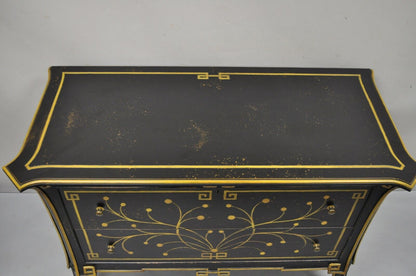 Decorative Crafts Inc Black Ebonized Regency 2 Drawer Commode Dresser Chest