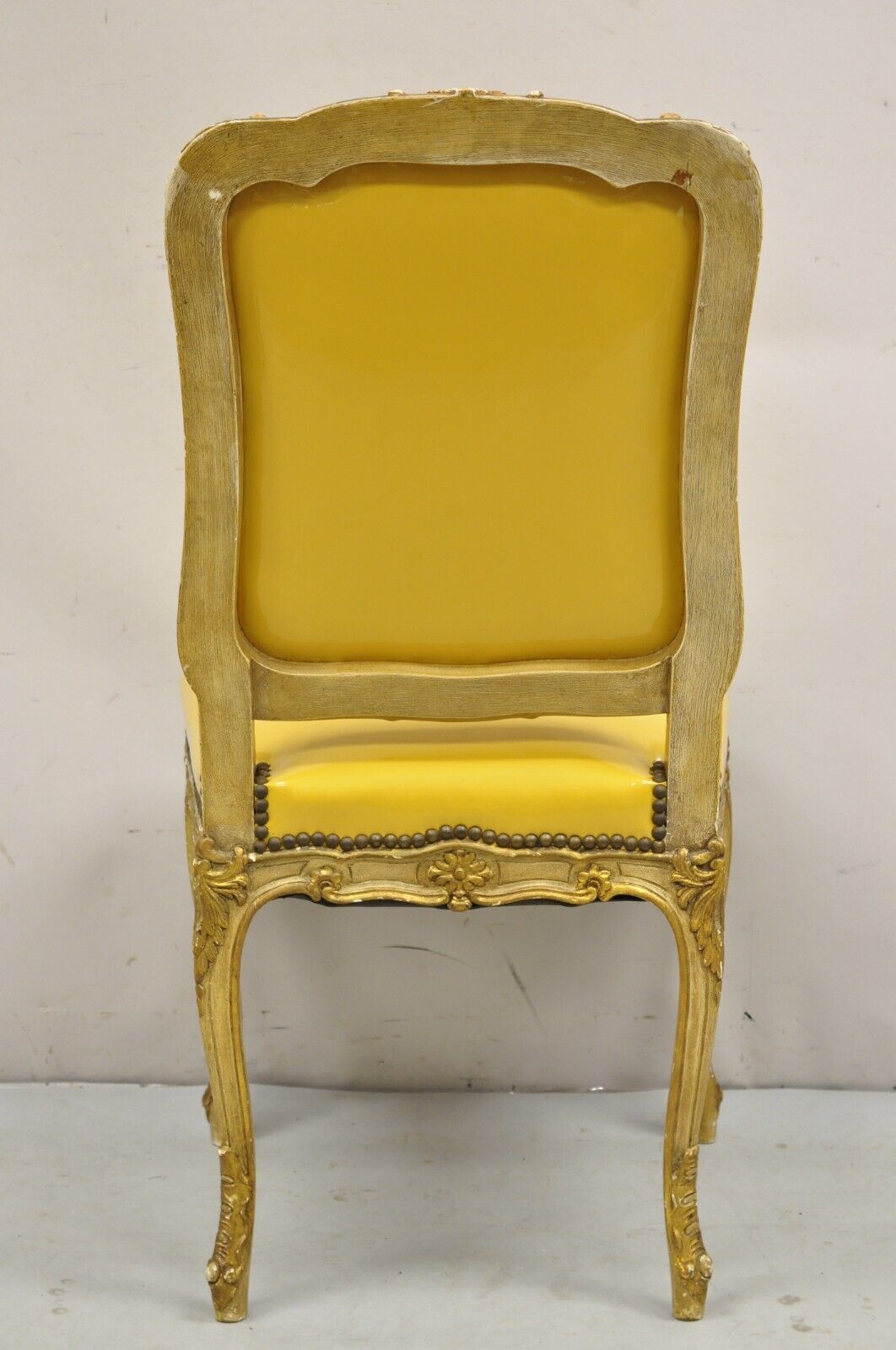 Vintage French Louis XV Style Parcel Gilt Carved Dining Side Chairs - Set of 10