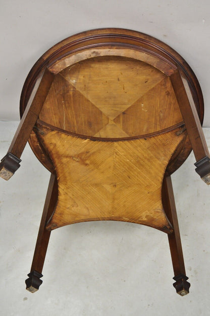 Antique Mahogany Edwardian Bellflower Inlay Round Center Table