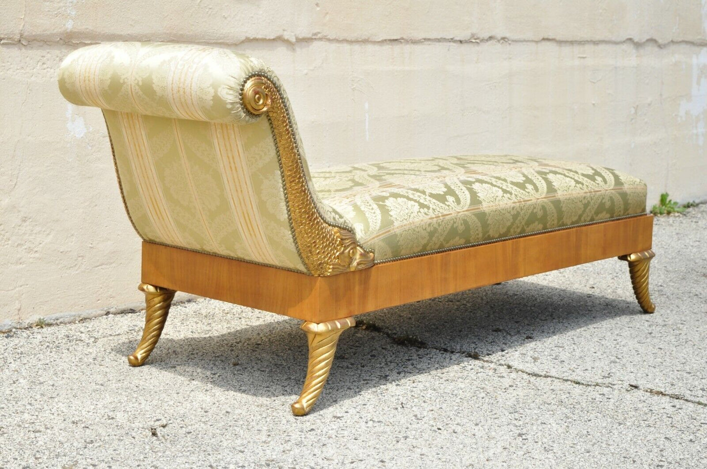 William Switzer Italian Biedermeier Regency Carved Recamier Chaise Lounge Chair