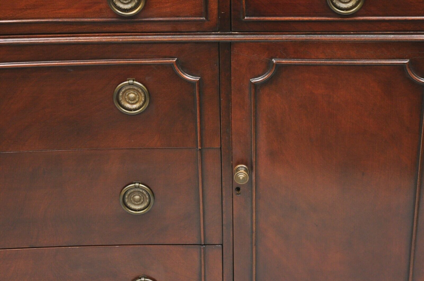 Vintage Mahogany Bowfront Duncan Phyfe Style 62" Sideboard Buffet Cabinet