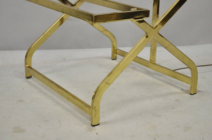 Vintage Mid Century Modern Brass Metal 2 Tier Step Up Floor Lamp End Table