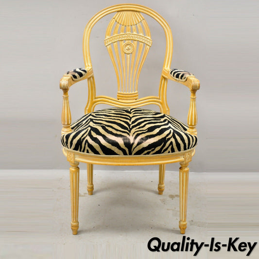 French Louis XVI Hot Air Balloon Back Montgolfier Zebra Print Fauteuil Arm Chair