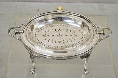 English Sheffield Victorian Silver Plated Revolving Dome Serving Dish Warmer