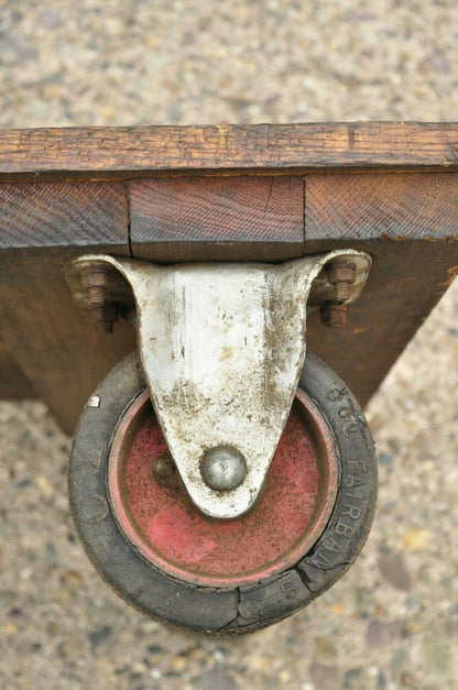 Vintage Fairbanks American Industrial Wood & Iron Factory Work Cart Coffee Table