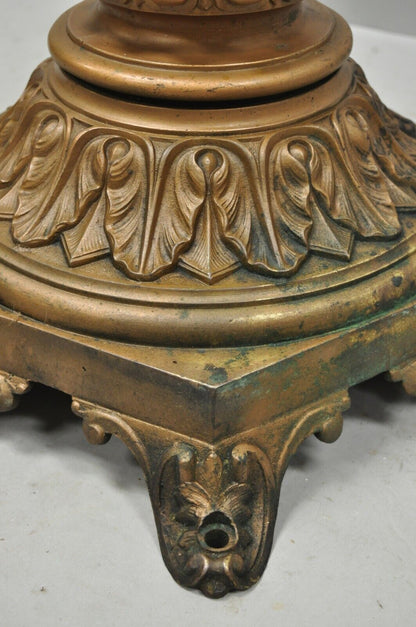 Antique French Victorian Cast Bronze Empire Style 23" Pedestal Table Base