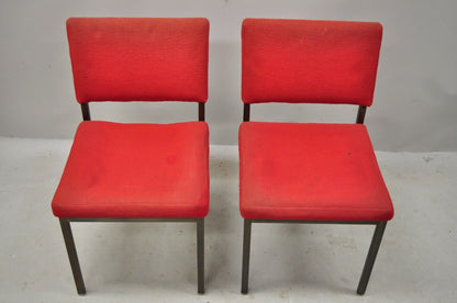 Mid Century Art Metal Inc Jamestown NY Brushed Bronze Metal Side Chairs - a Pair