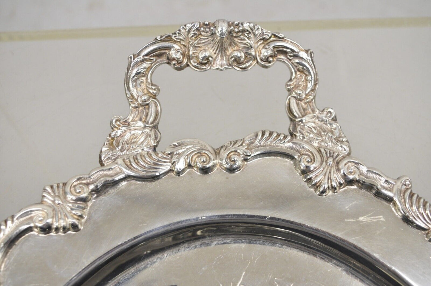 Vintage English Victorian Style Silver Plated Oval Platter Tray Crown Hallmark