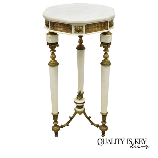 Antique French Louis XV Style Bronze and Marble Parlor Accent Side Table