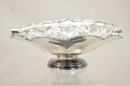 Antique English Victorian Grapevine Cluster Silver Plated Fruit Bowl Basket