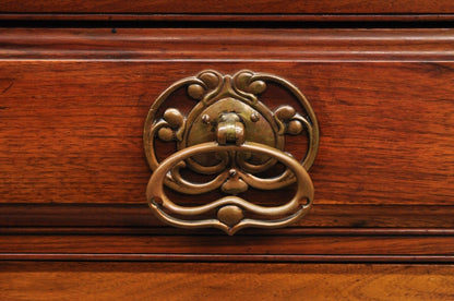 Antique French Renaissance Art Nouveau Mahogany Bowed Front Buffet Sideboard
