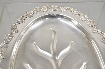 Vintage Victorian Style Silver Plated Oval Footed Meat Cutlery Platter Tray