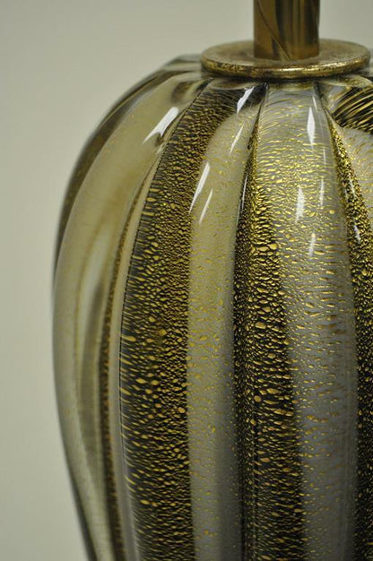 Italian Murano Blown Glass Gold Fleck Mid Century Modern Teardrop Table Lamp
