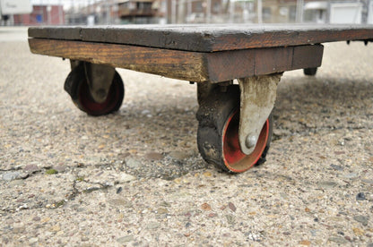 Vtg Fairbanks American Industrial Wood & Iron Factory Work Cart Coffee Table (A)